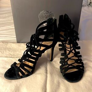 Vince Camuto Zayna Suede Lace up Strappy Sandal Heels
